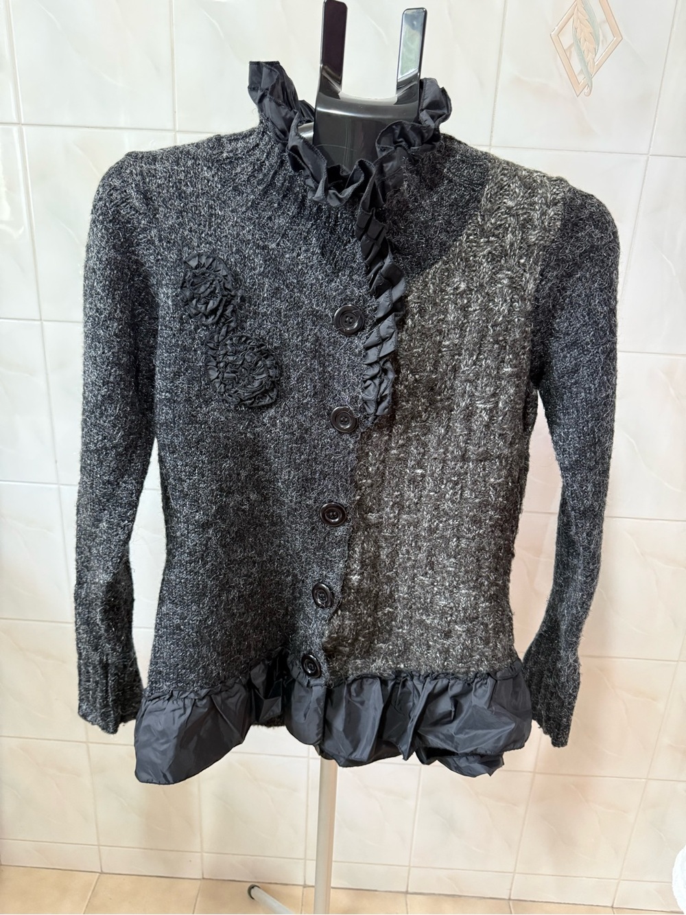 Milano Black Bouclé Open-Front Cardigan